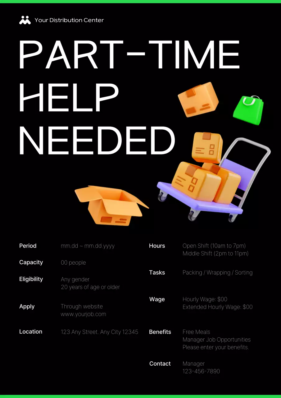 Black Modern Job Posting Poster