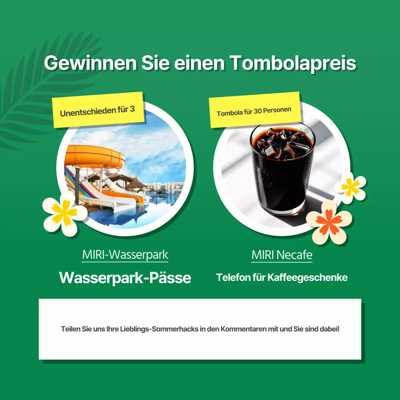 Werben Sie für ein tropisches Sommerereignis in Blau- und Gelbtönen