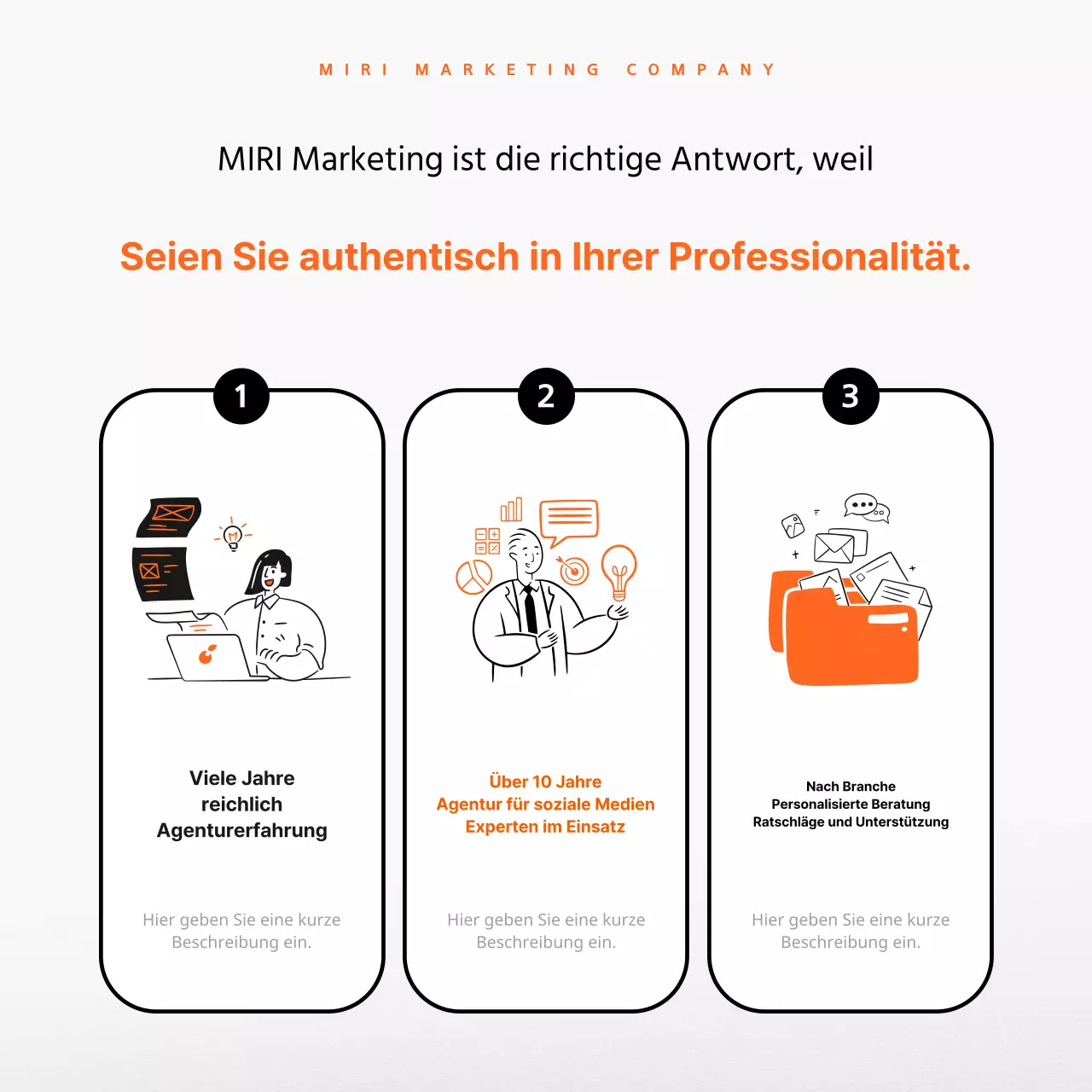 Werben Sie für Ihre Marketingberatung in Orange und Schwarz