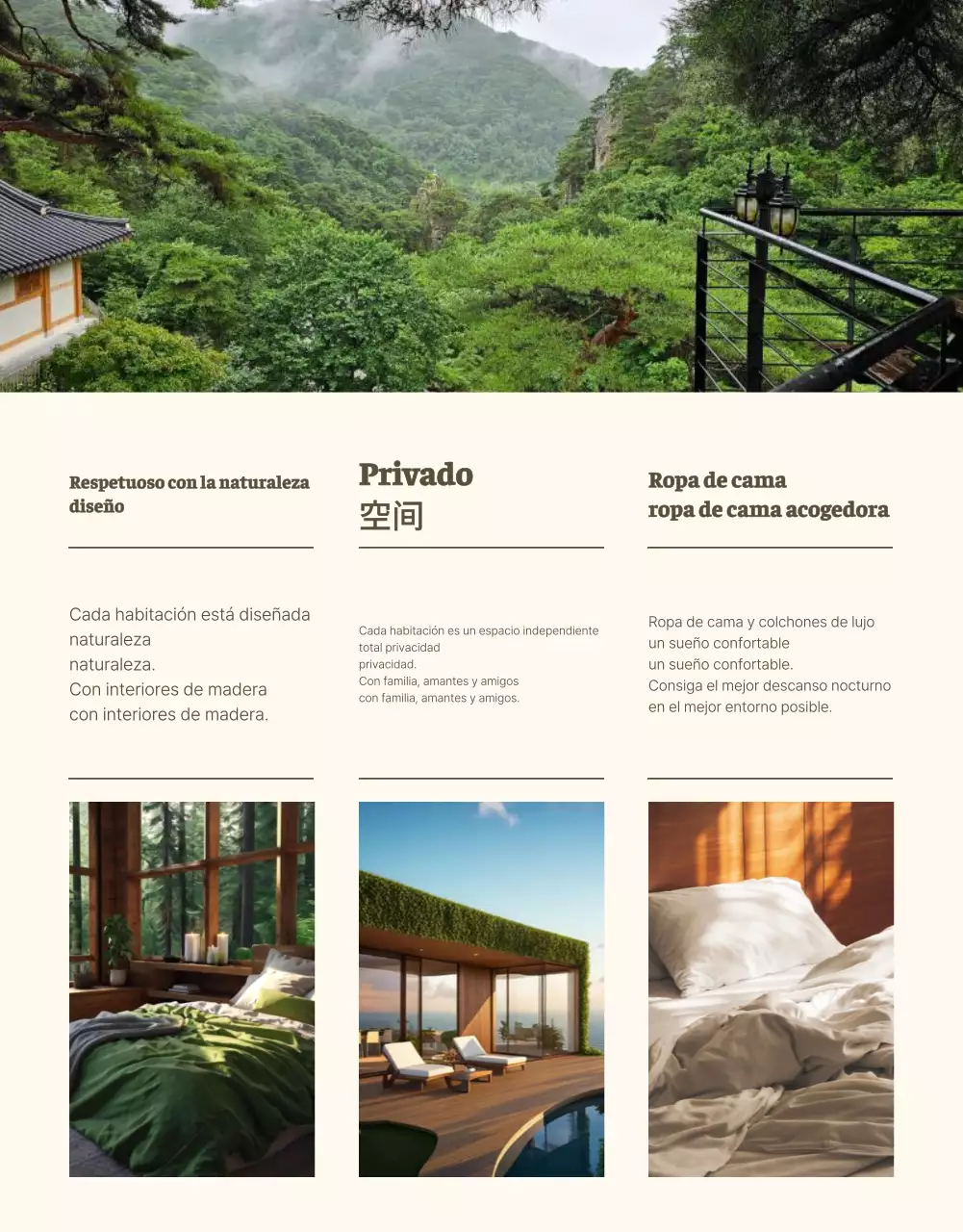 Verde y beige, un acogedor refugio estival para los sentidos