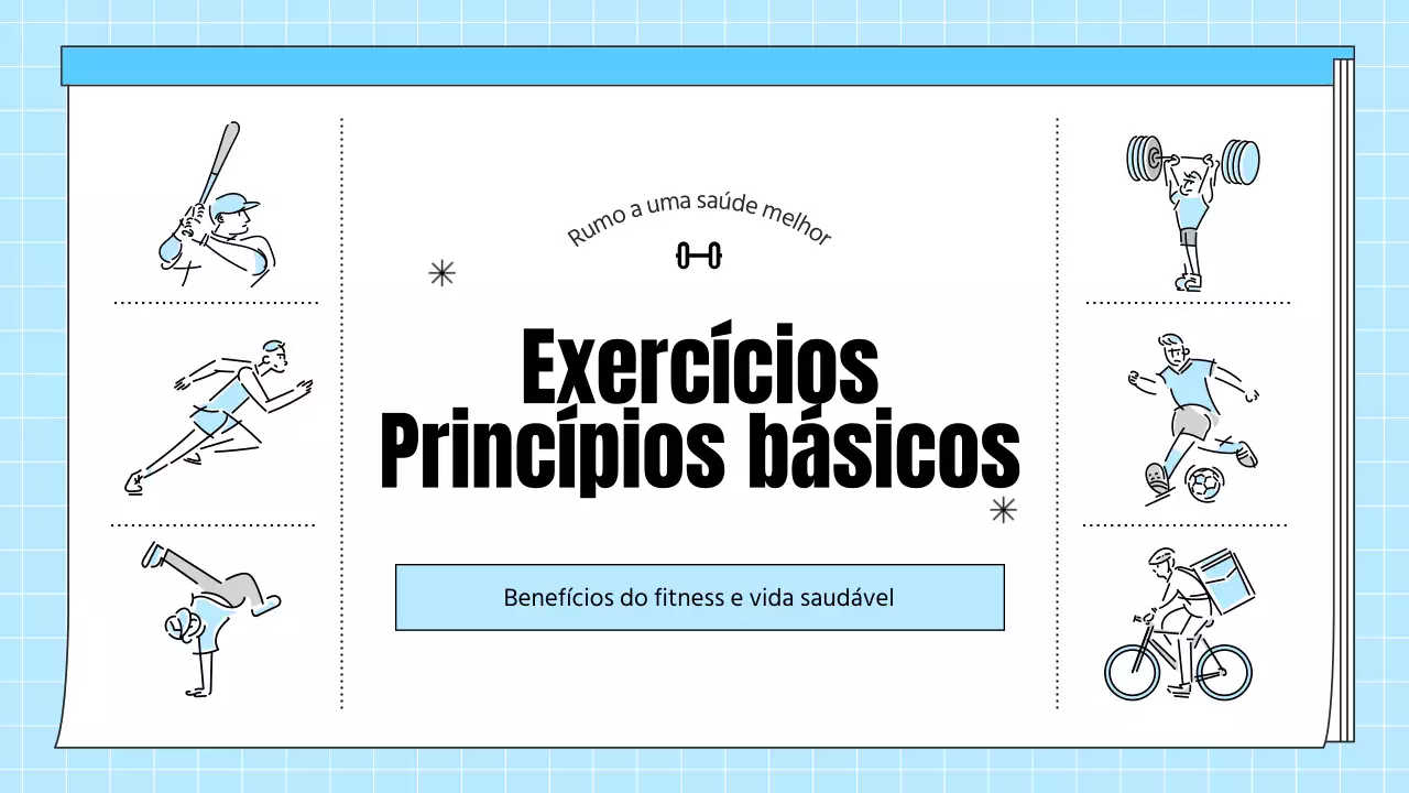 Material didático de saúde para exercícios simples azul claro