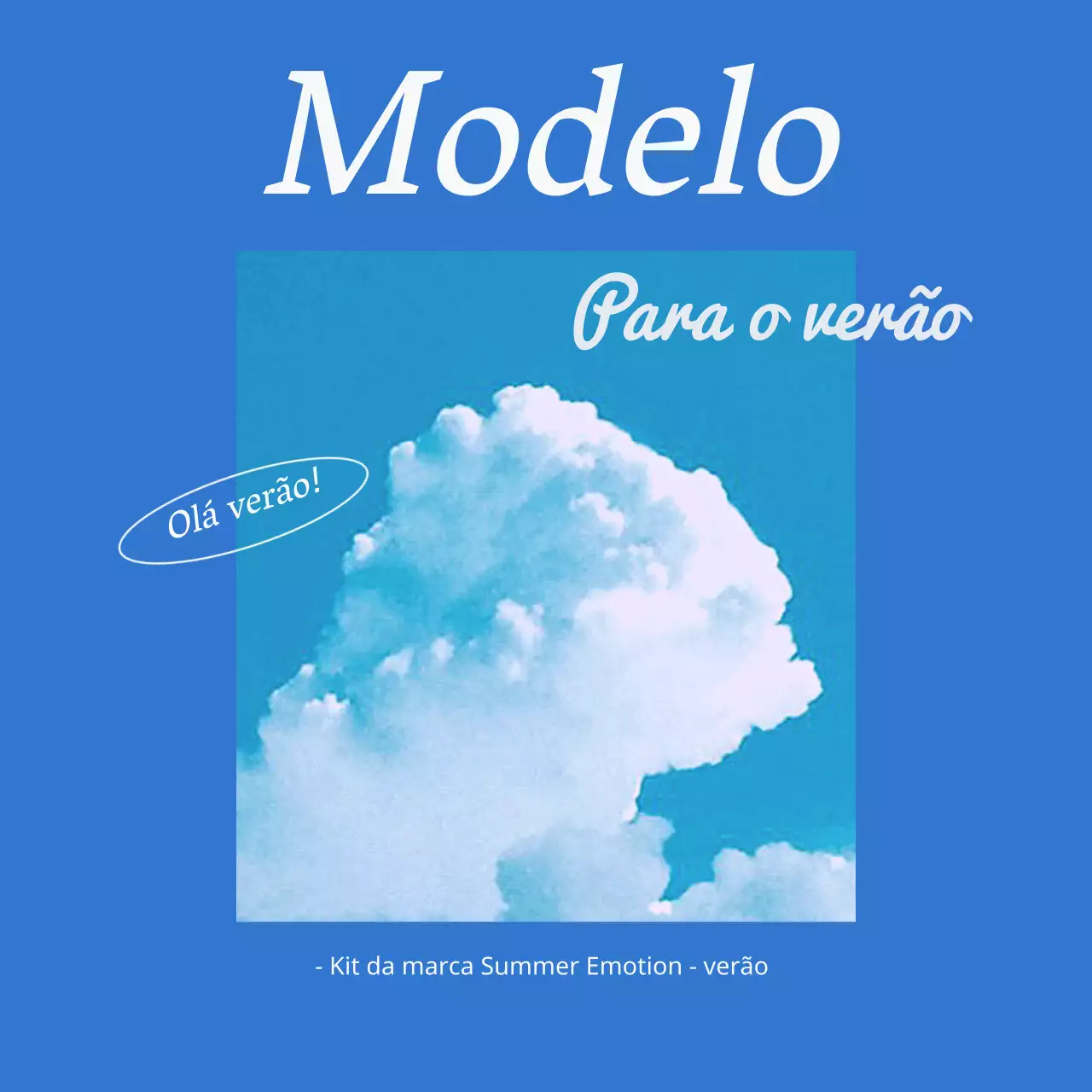 Anúncio de evento simples, inspirado no verão, em azul claro e azul