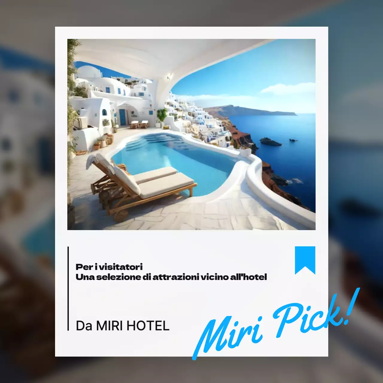 Promuovere le attrazioni vicine con una semplice combinazione di colori bianco e azzurro.