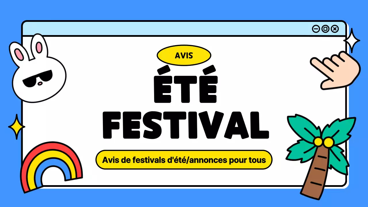 Annonce d'un festival d'été kitsch en bleu