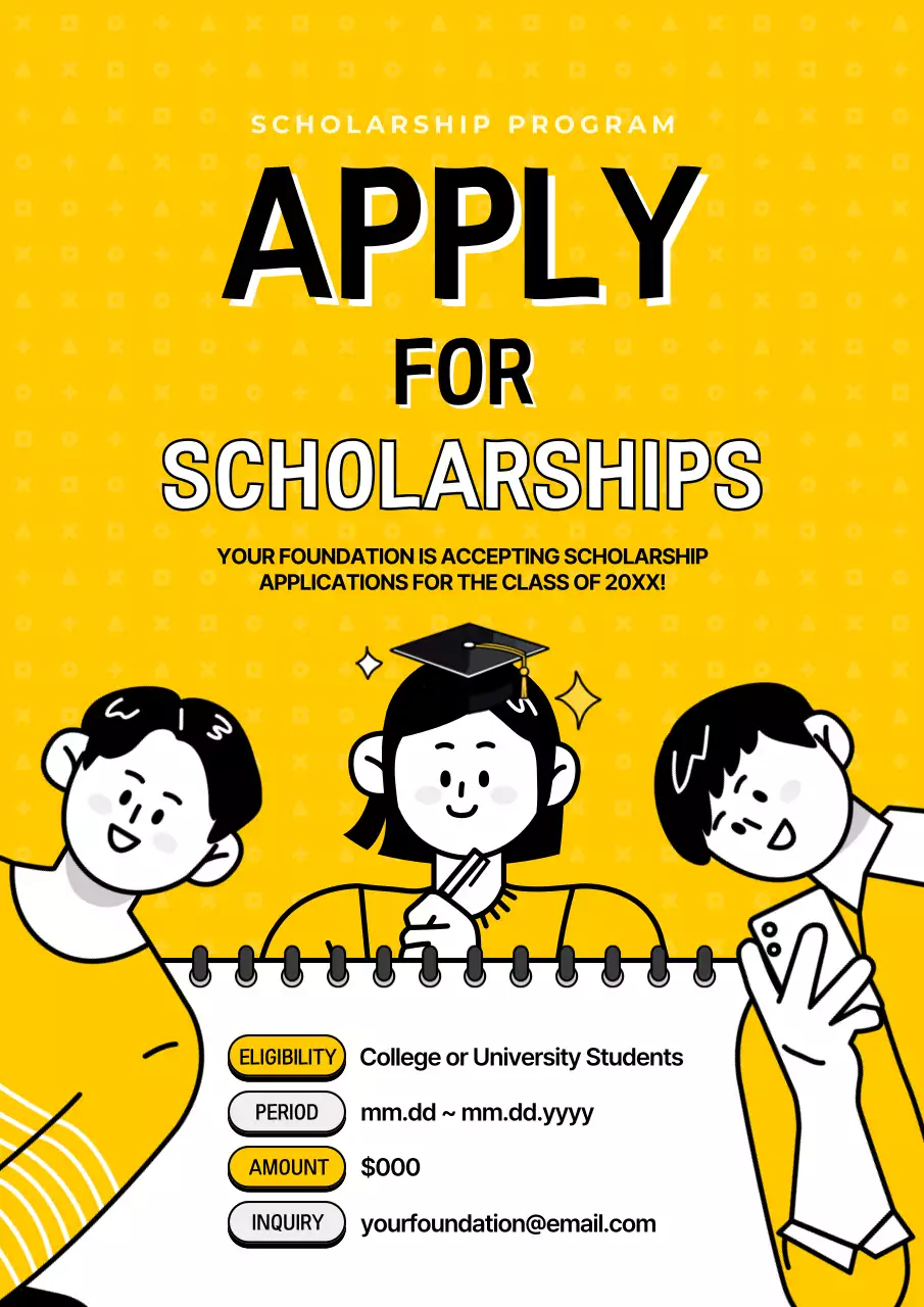 Yellow Simple Scholarship Announcement Poster