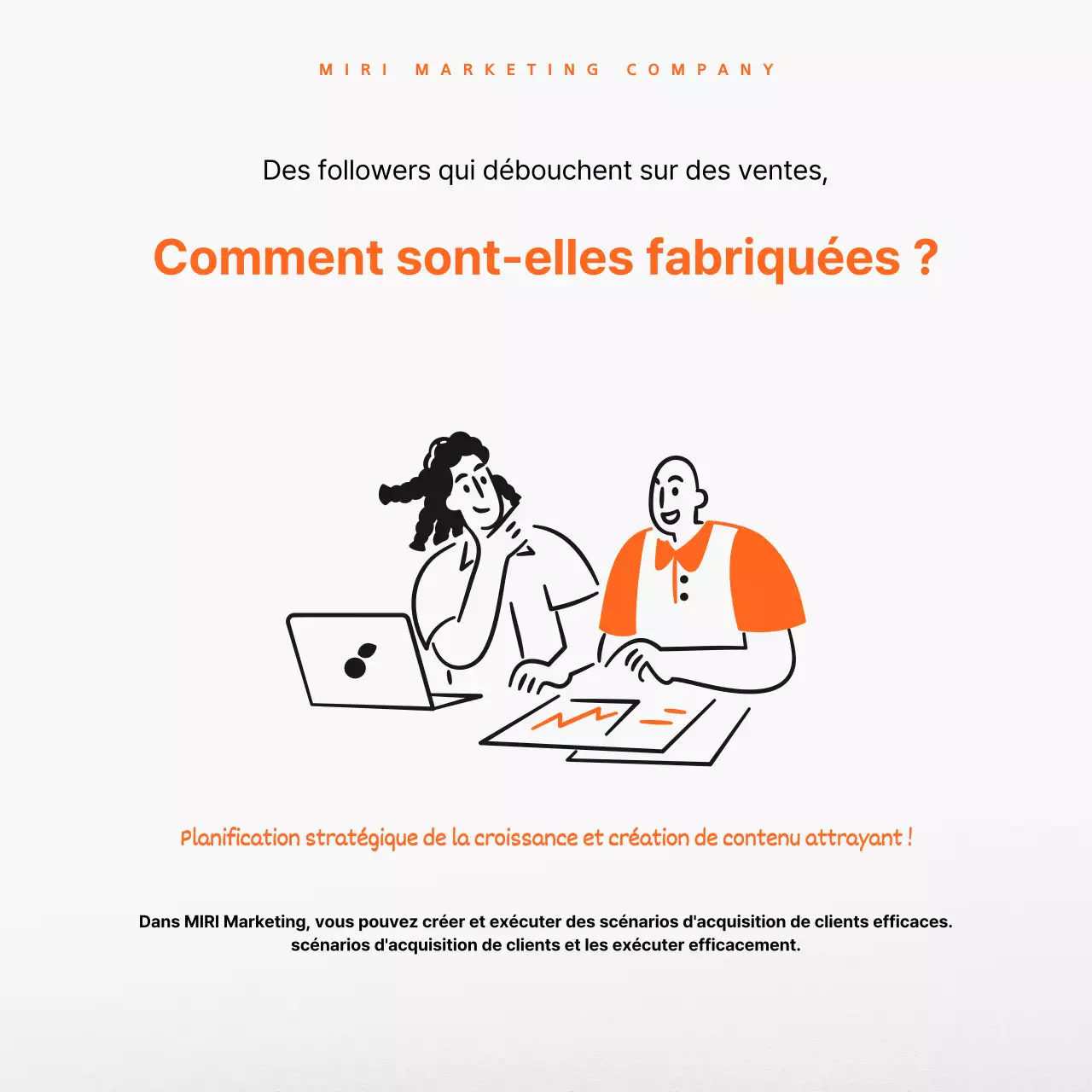 Faites la promotion de vos services de conseil en marketing en orange et noir