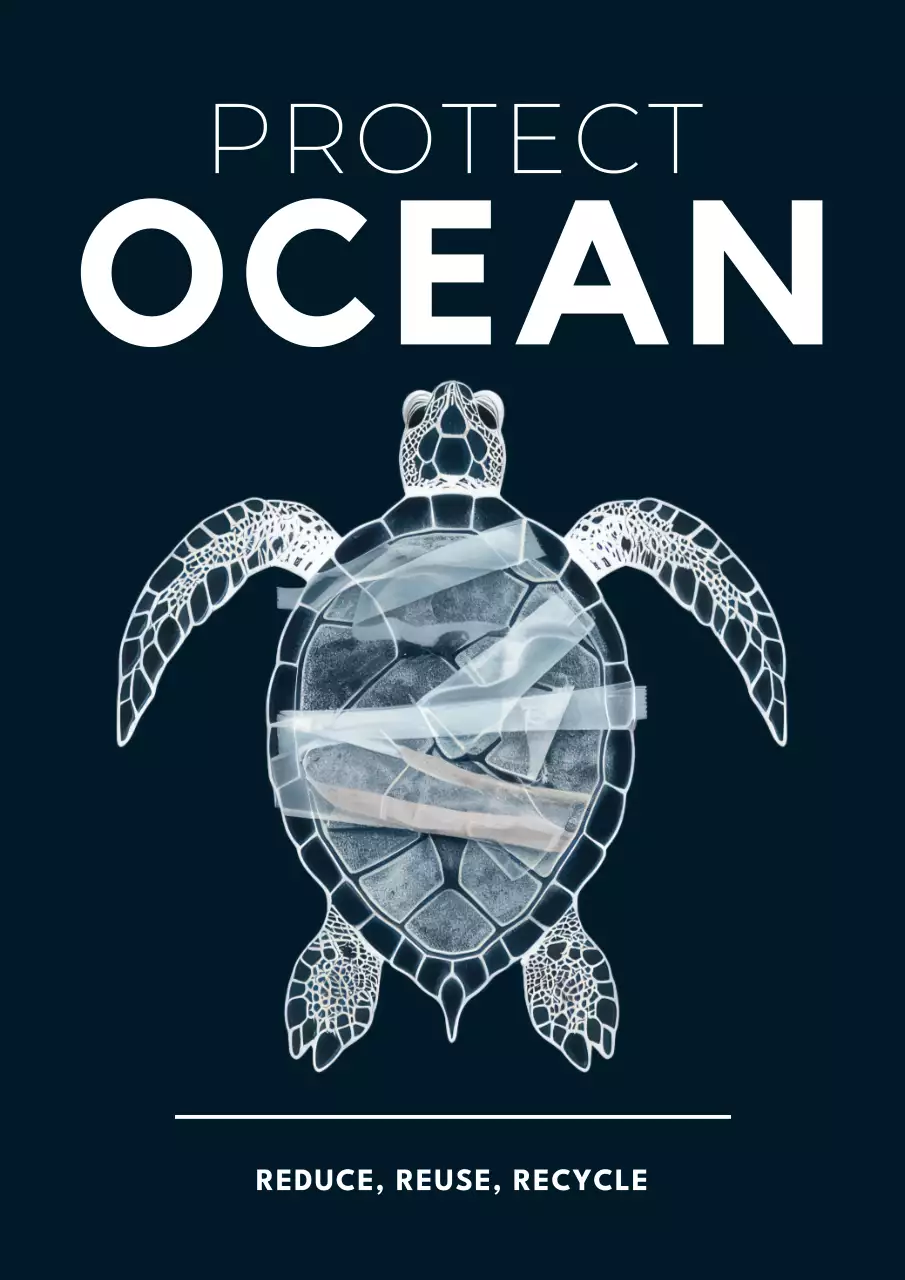 Navy Minimal Ocean Announcement Poster