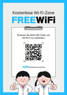 Einfache hellblaue und weiße Wi-Fi QR-Code Verbindungsanzeige