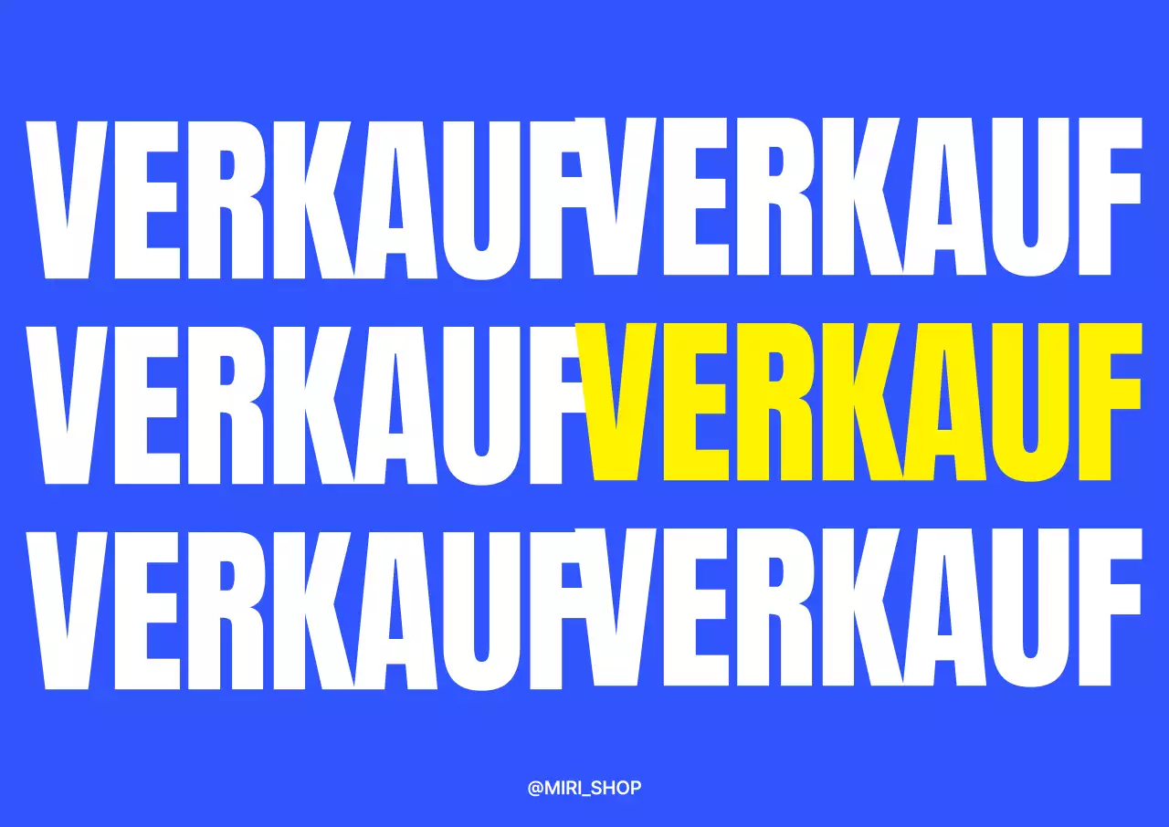 Ein dreidimensionales Plakat für einen Verkauf in kühlen Farben