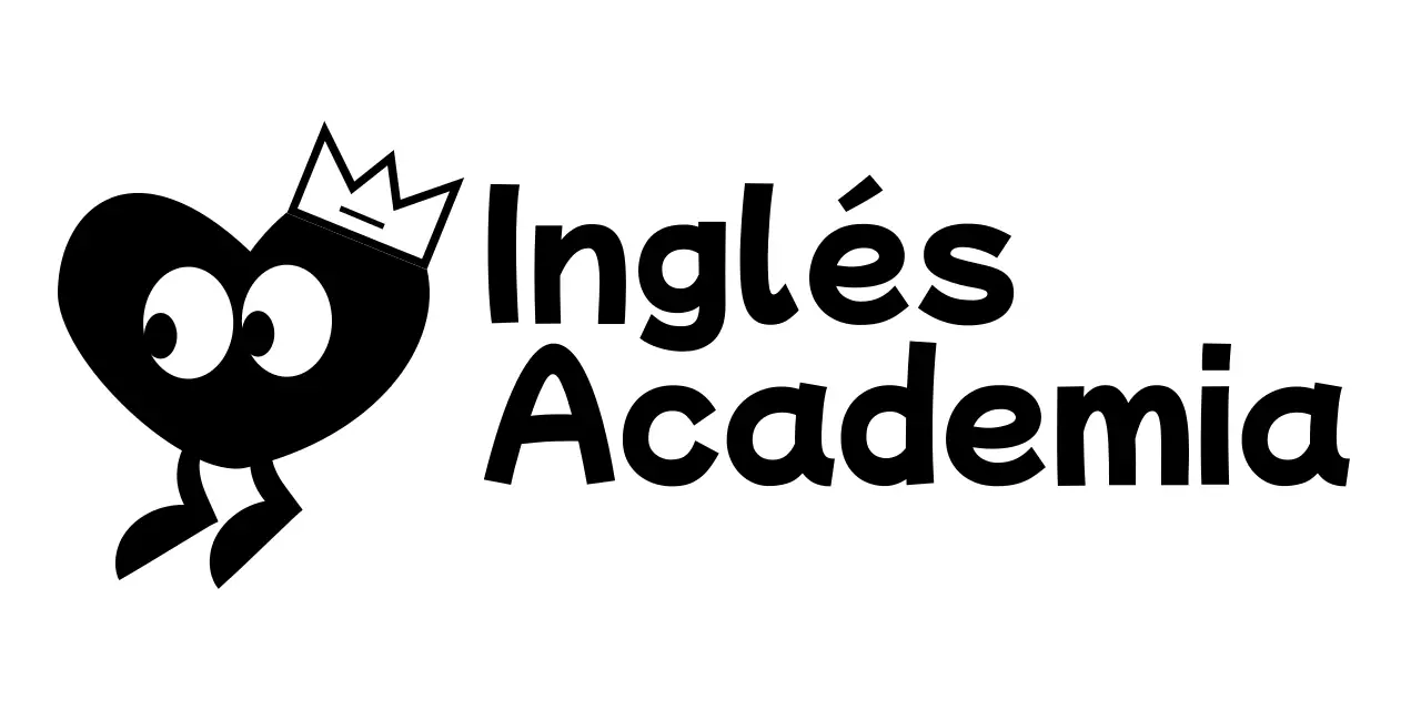 Un bonito concepto de academia de inglés con personajes de corazón