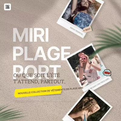 Promouvoir les maillots de bain d'été tropicaux en beige et vert