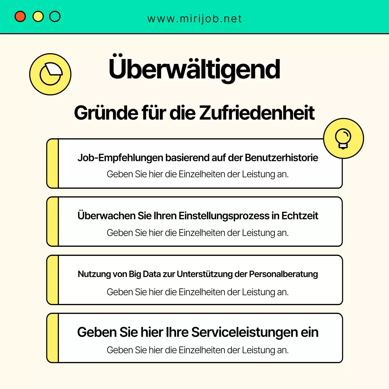 Trendiges Bewerbungsanschreiben in Gelb und Blau