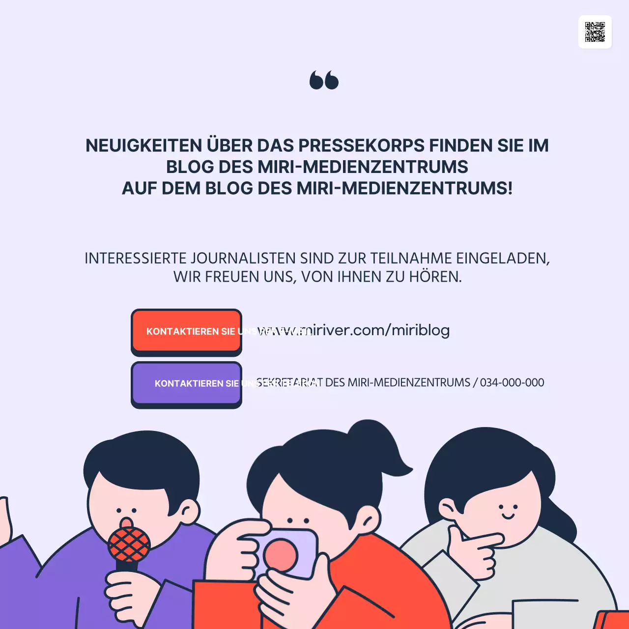 Förderung der Einstellung von trendigen studentischen Medienjournalisten in lila und rot