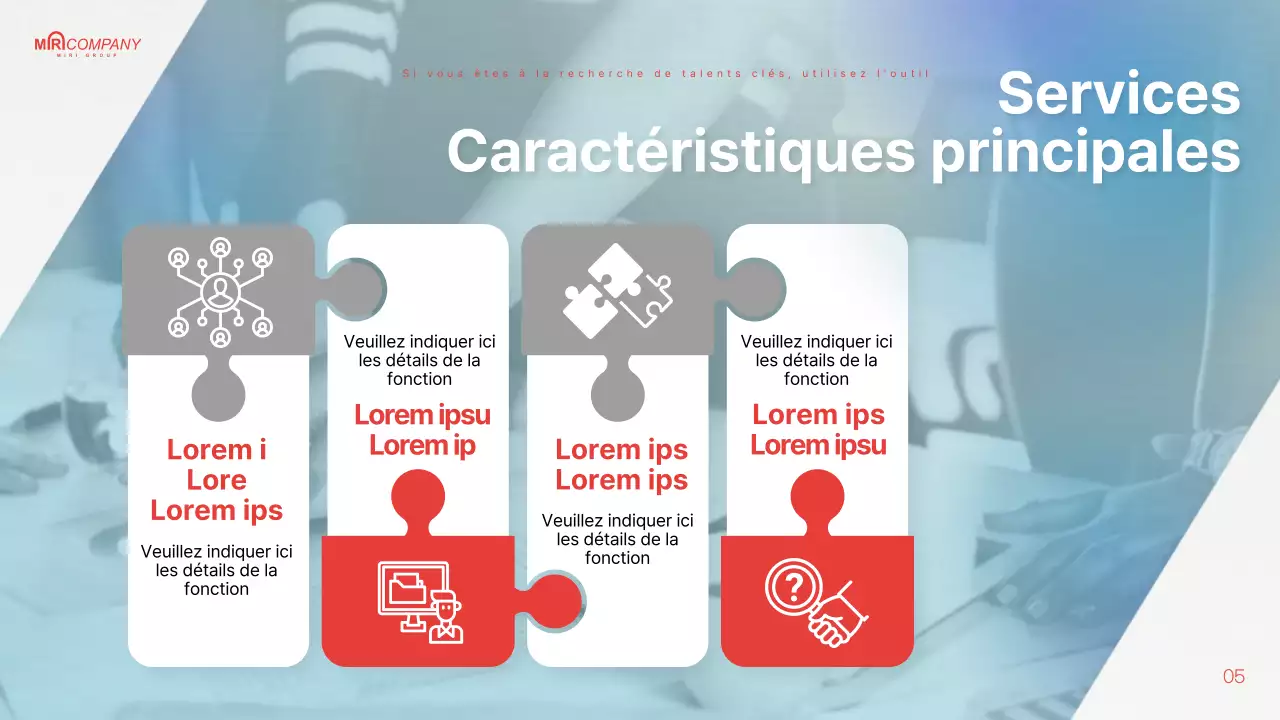 Proposition de chasseur de têtes surlignée en bleu clair et rouge