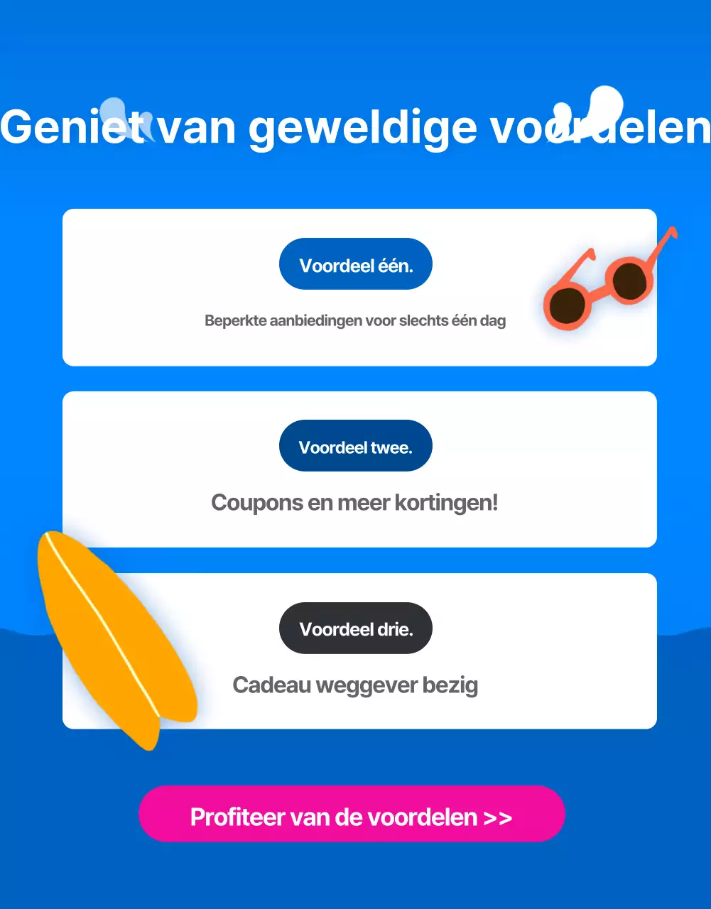 Zomeradvertentie in tropische stijl in blauw en geel