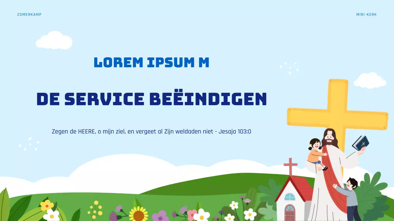 Lichtblauwe en groene middelen voor de zomerbijbelschool