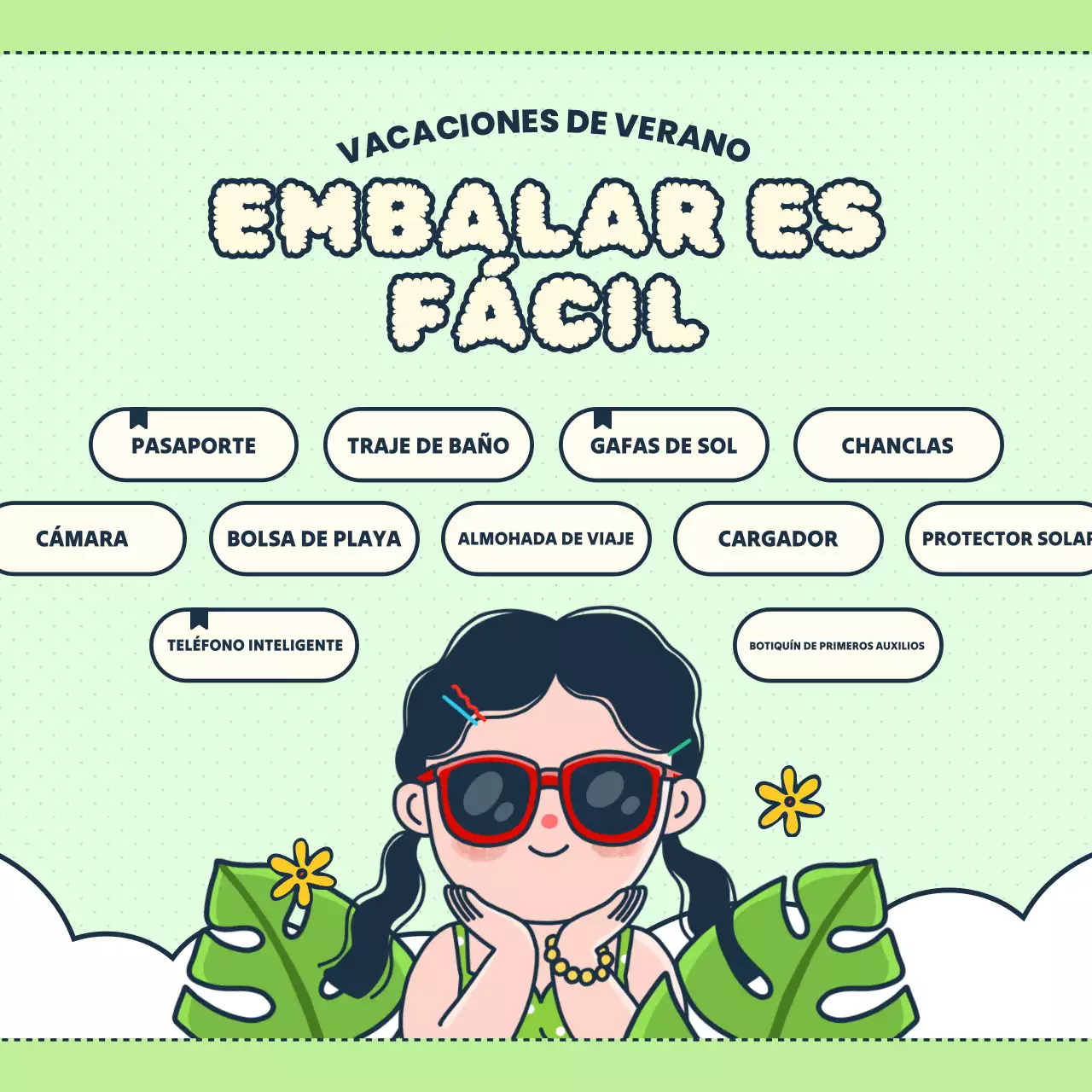 Un post sobre cómo preparar tus vacaciones de verano en chartreuse y amarillo