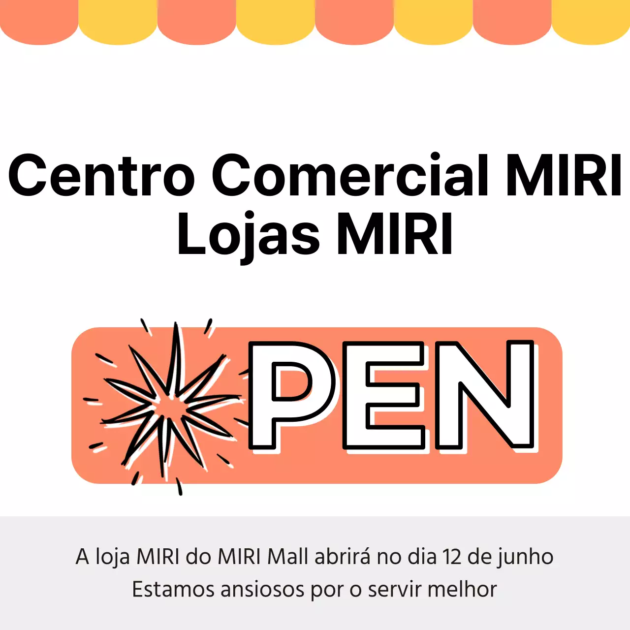 Anúncio da abertura de uma loja minimalista em branco e cor-de-rosa