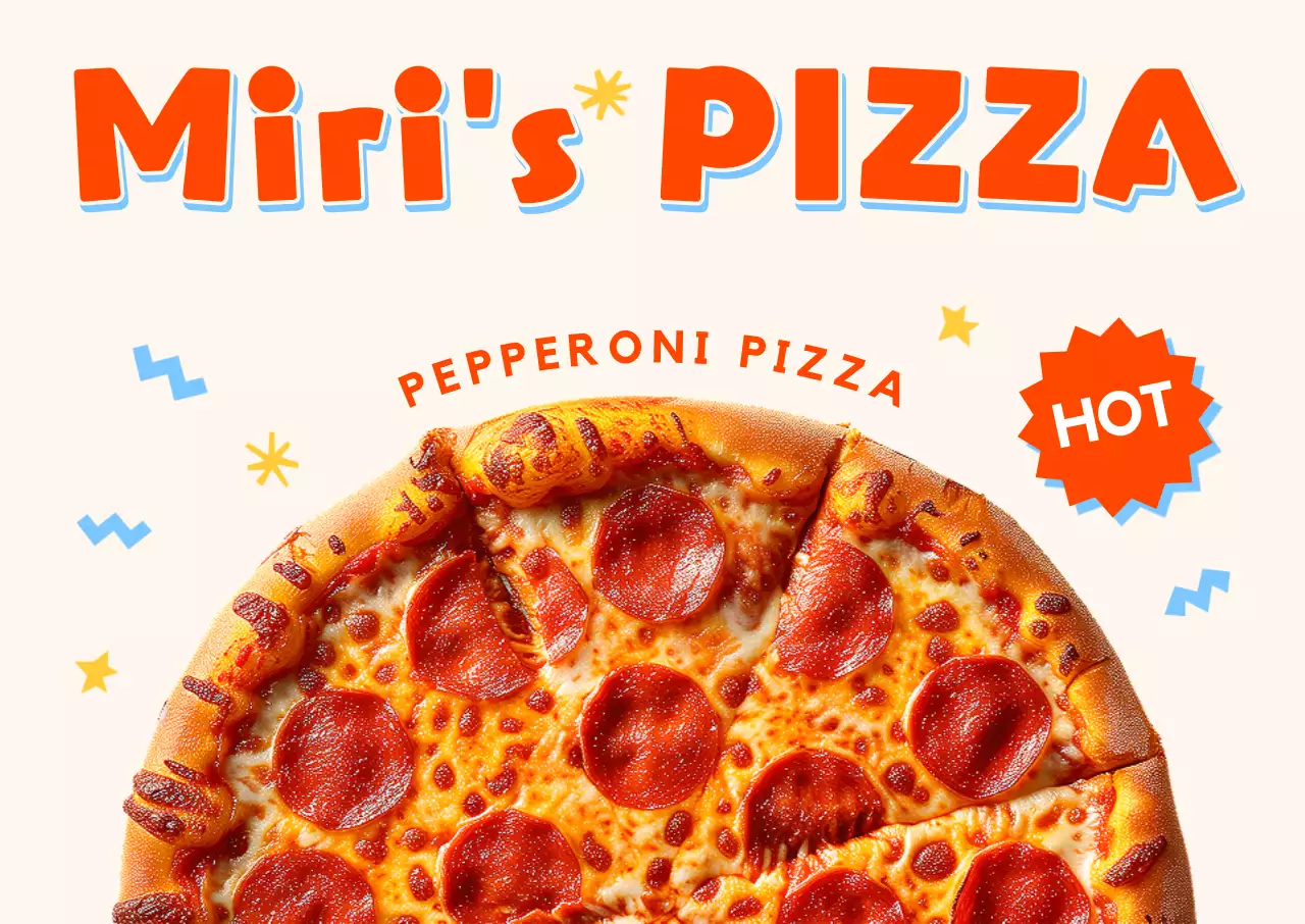 Driedimensionale pizzaposter met popdesign