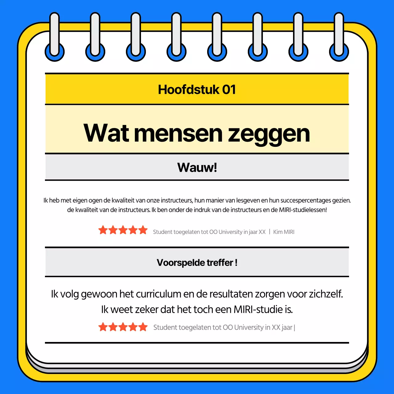 Promoot je toelatingsschool met een knalblauw en geel