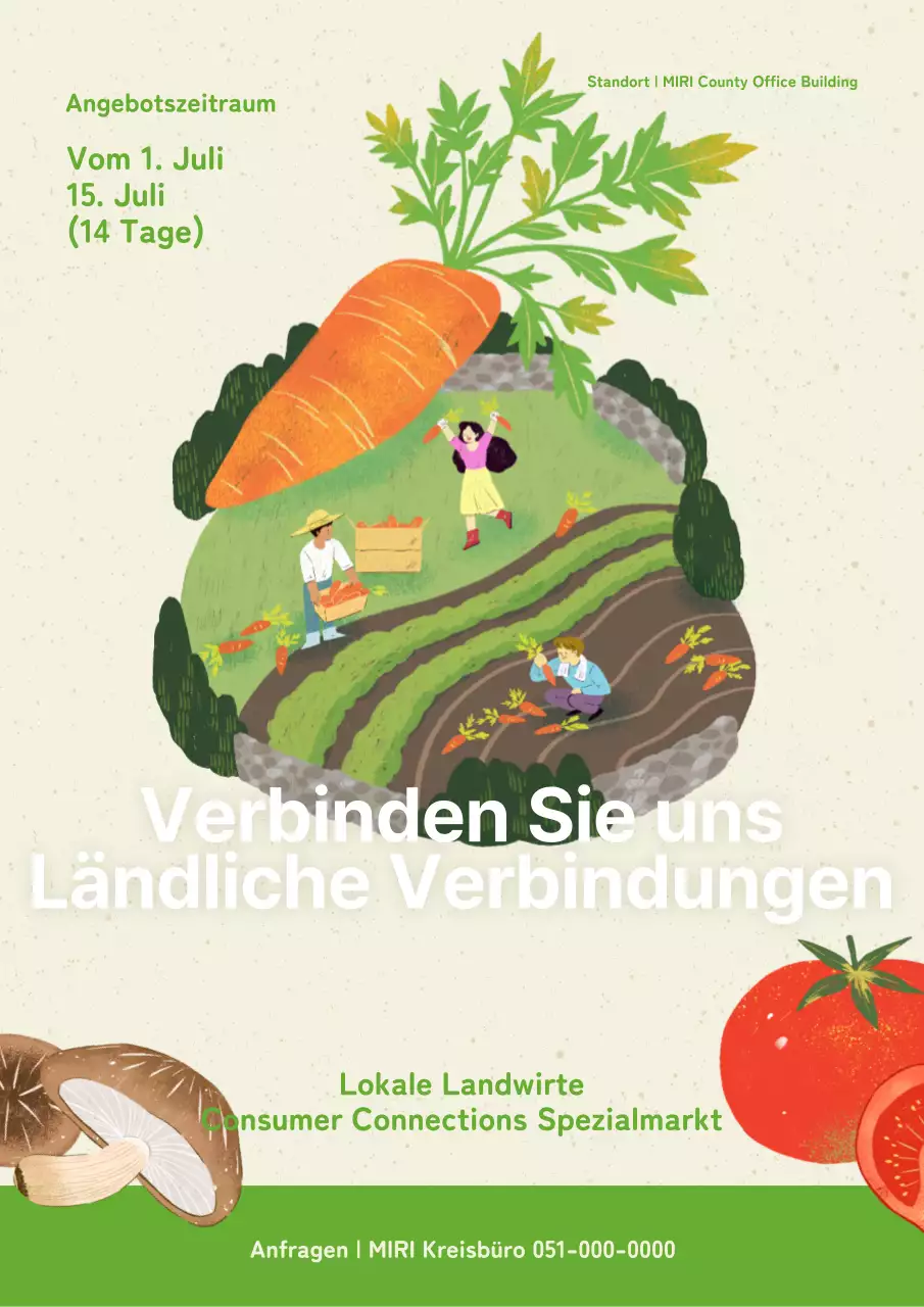 Ankündigung des grün-weißen Bauernmarktes