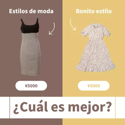 Postes publicitarios de ropa moderna en marrón y amarillo.