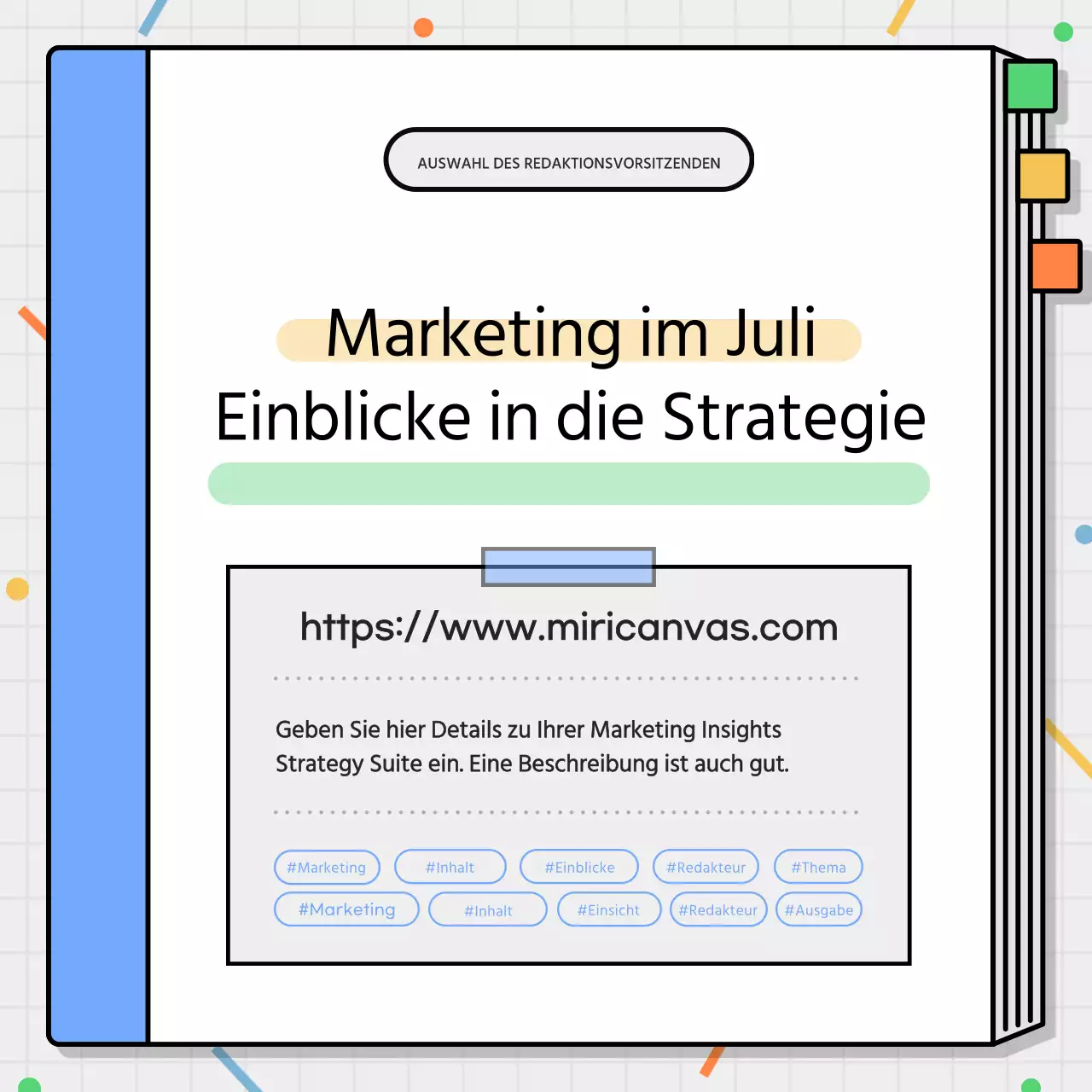 Förderung einer einfachen schwarz-hellblauen Marketing-Insights-Strategie