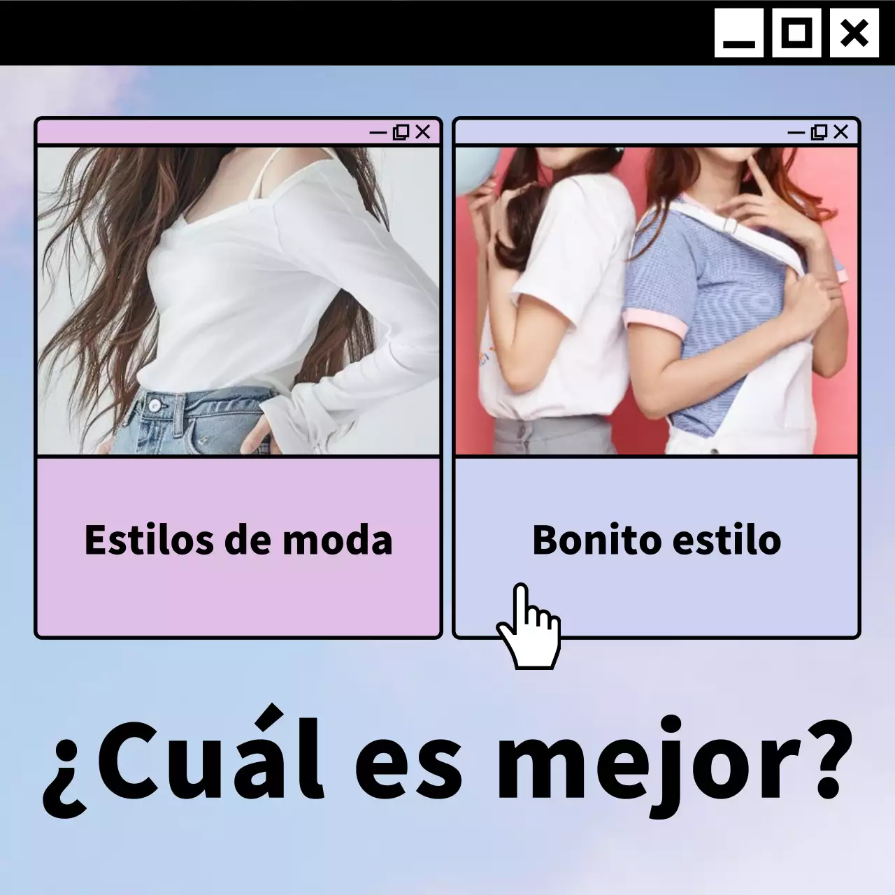 Declaración de aviso de información pública sobre ropa cibernética de color morado claro y rosa.