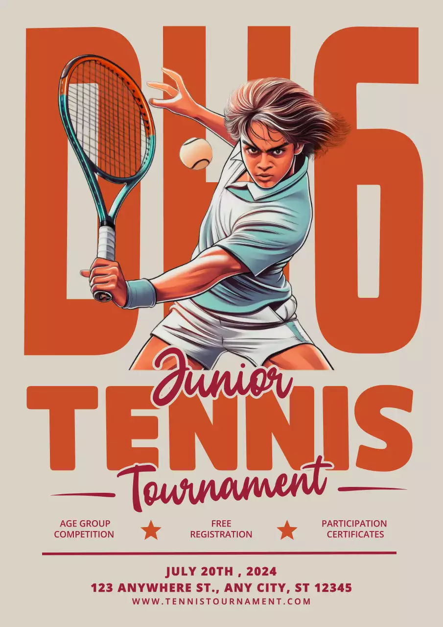 Orange Retro Tennis Competition Poster