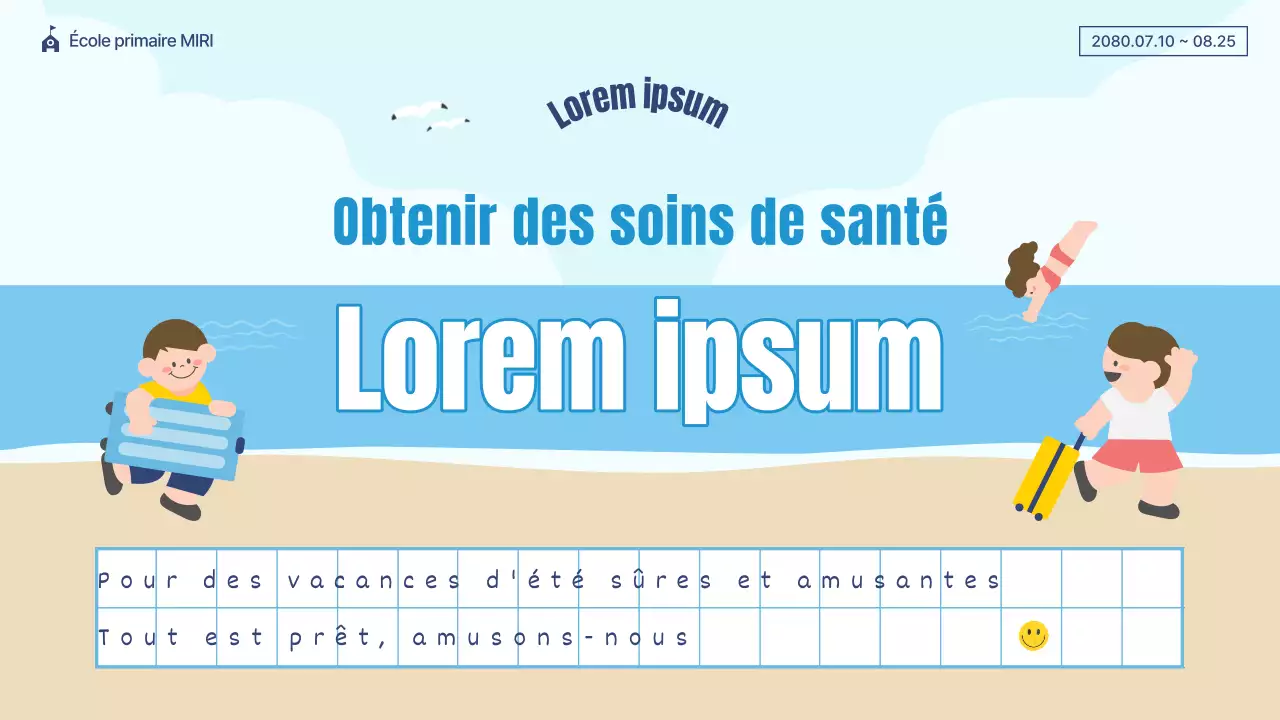 Une jolie présentation de vacances d'été bleue et beige