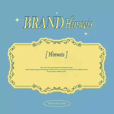 Einfache Ladenankündigungen in Hellblau und Gelb