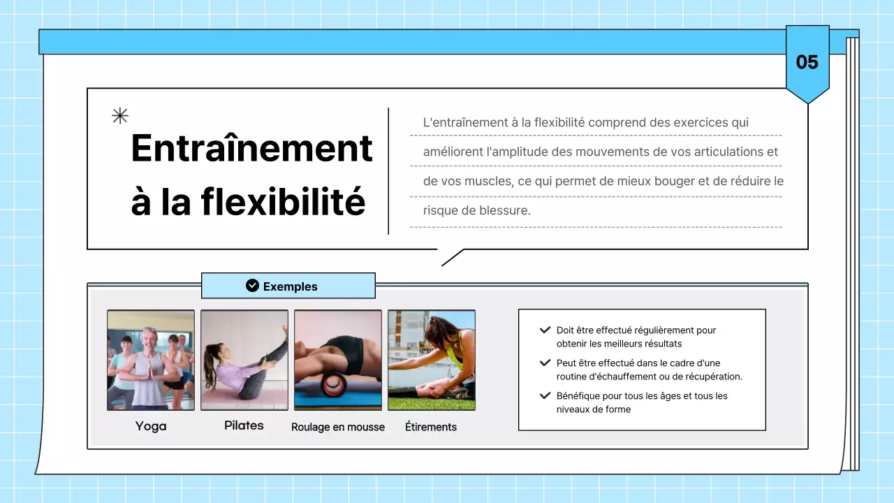 Matériel pédagogique bleu clair pour l'exercice physique simple et la santé