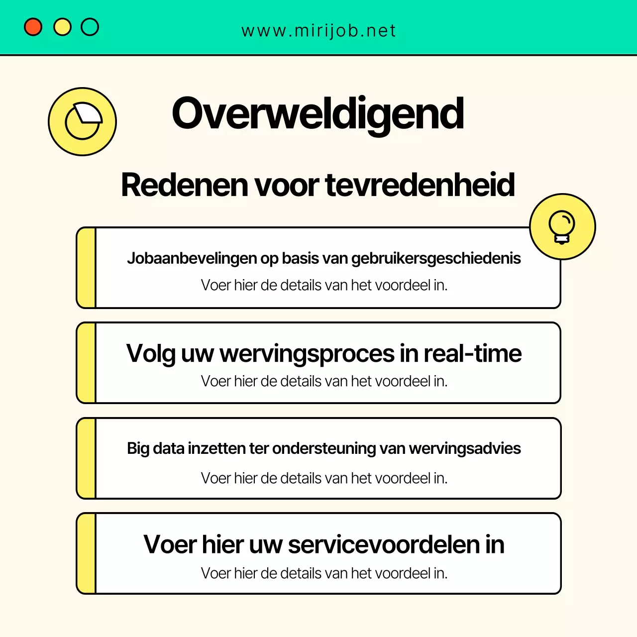 Trendy sollicitatiebrief in geel en blauw