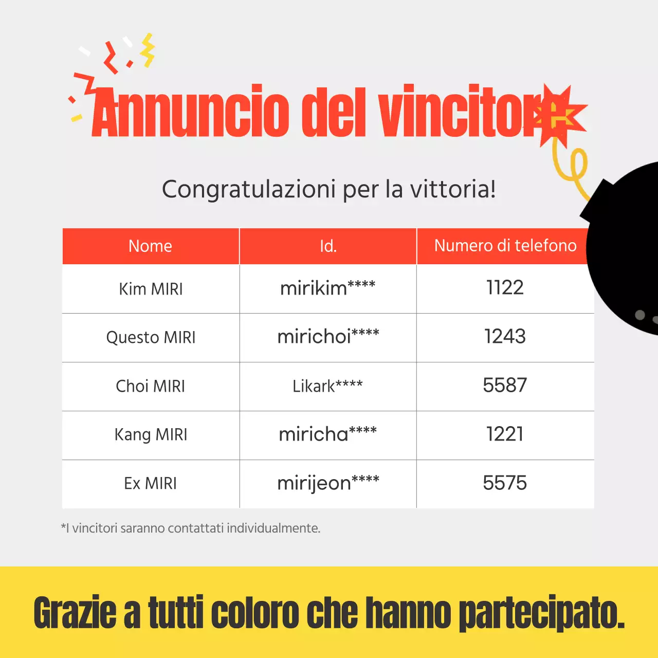 Annuncio di un evento a sfondo giallo per diffondere la notizia