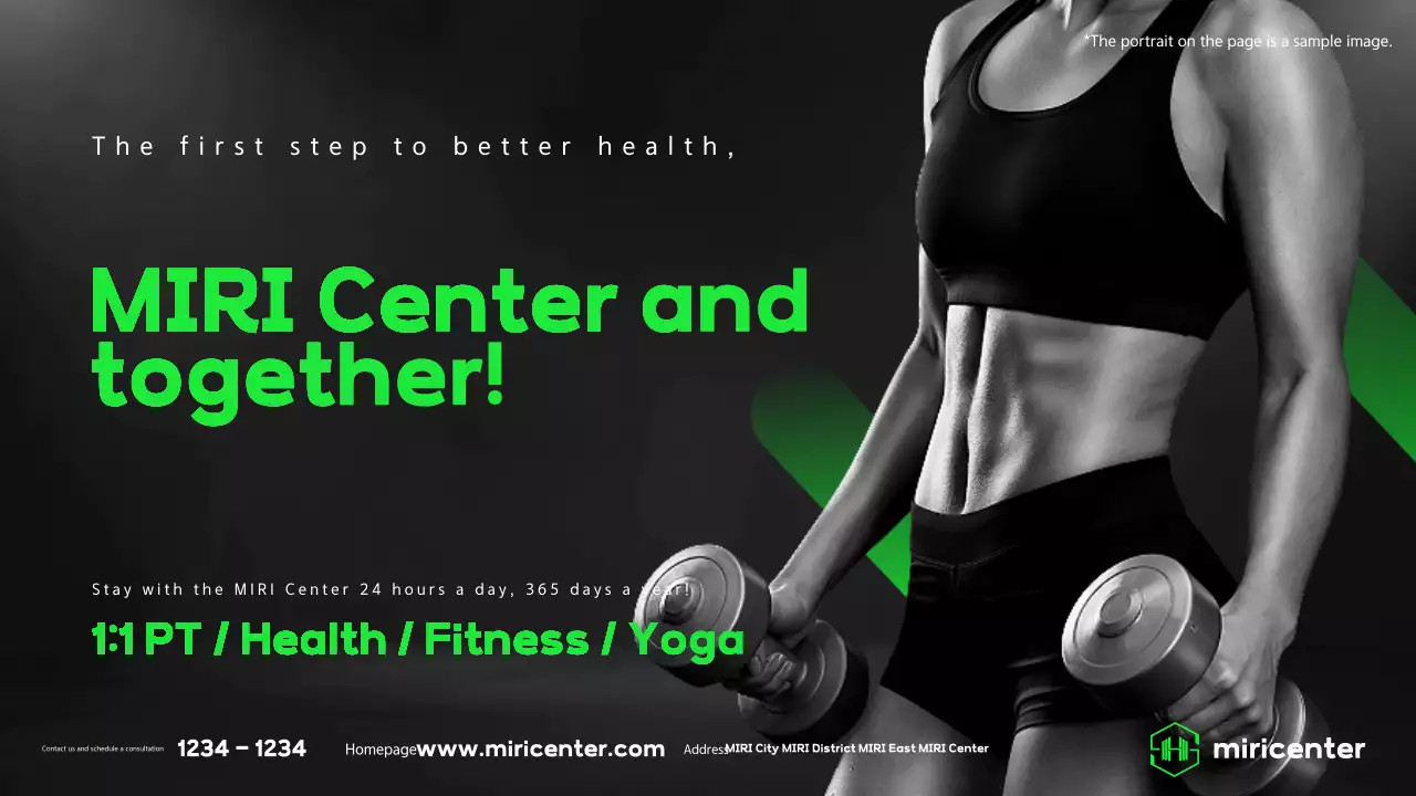 Promosikan gym Anda dengan aksen hitam dan hijau limau