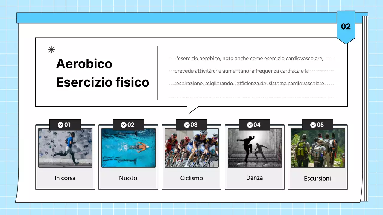 Materiale educativo per la salute di colore azzurro, semplice per l'esercizio fisico