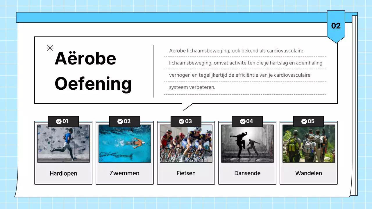 Lichtblauw eenvoudig oefenmateriaal voor gezondheidsvoorlichting
