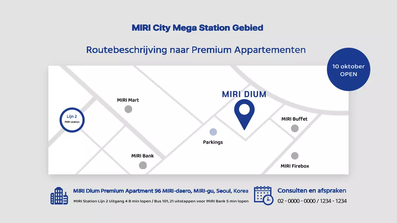 Modern appartement te koop in wit en marineblauw