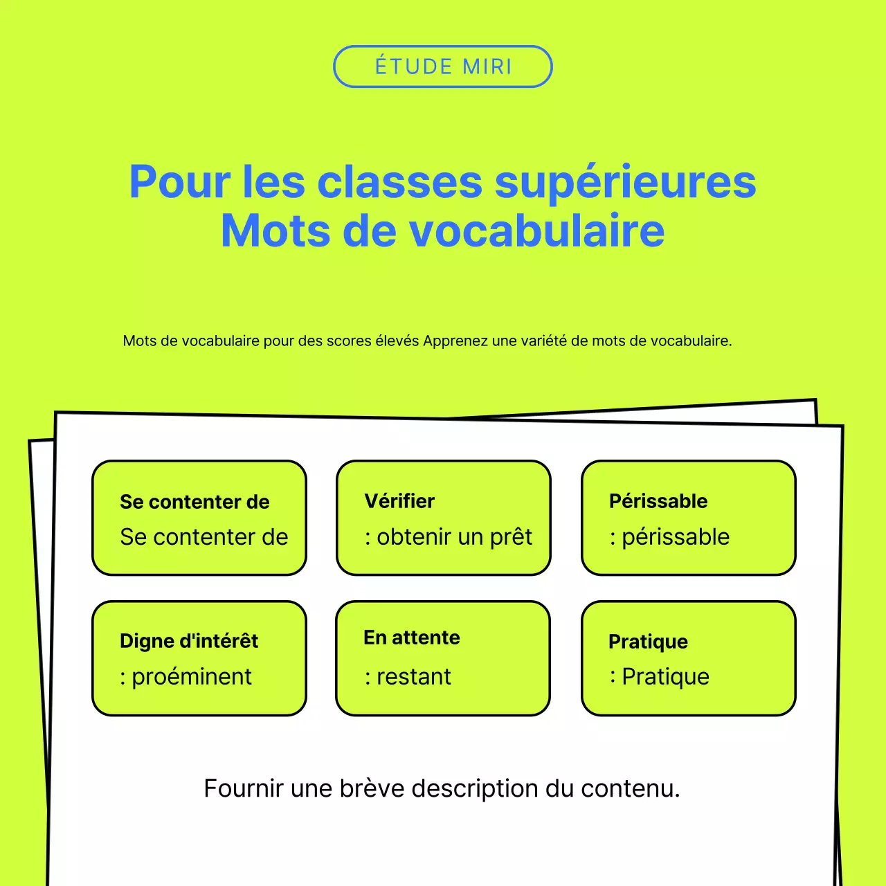 Un simple prospectus d'école en vert citron et bleu