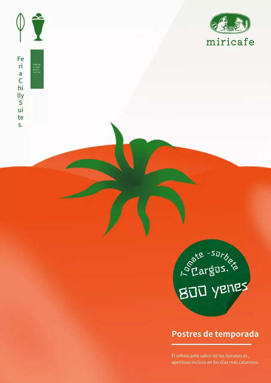 Publicidad para el menú de postres de verano rojo y verde de moda.