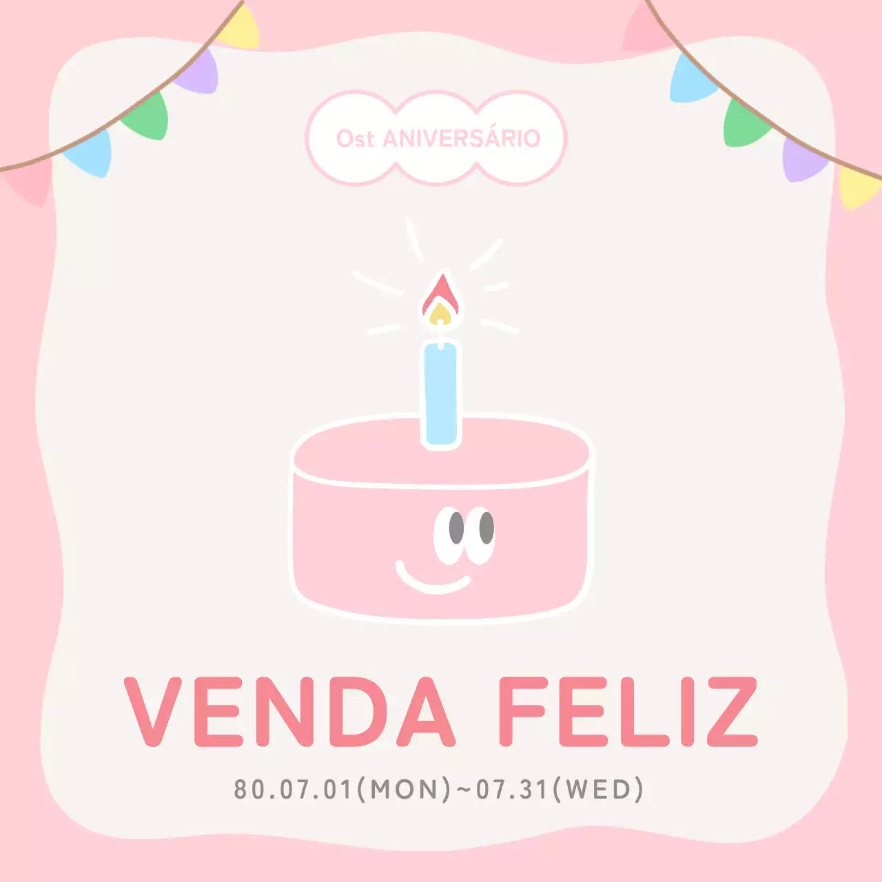 Publicidade de venda simples em rosa e bege
