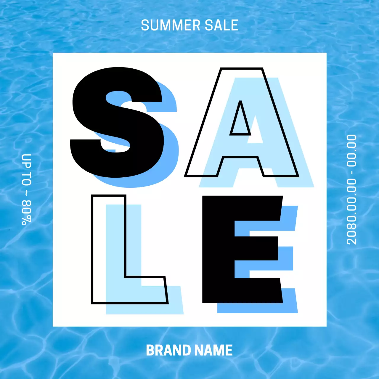 하늘색의 강조 여름 세일 홍보