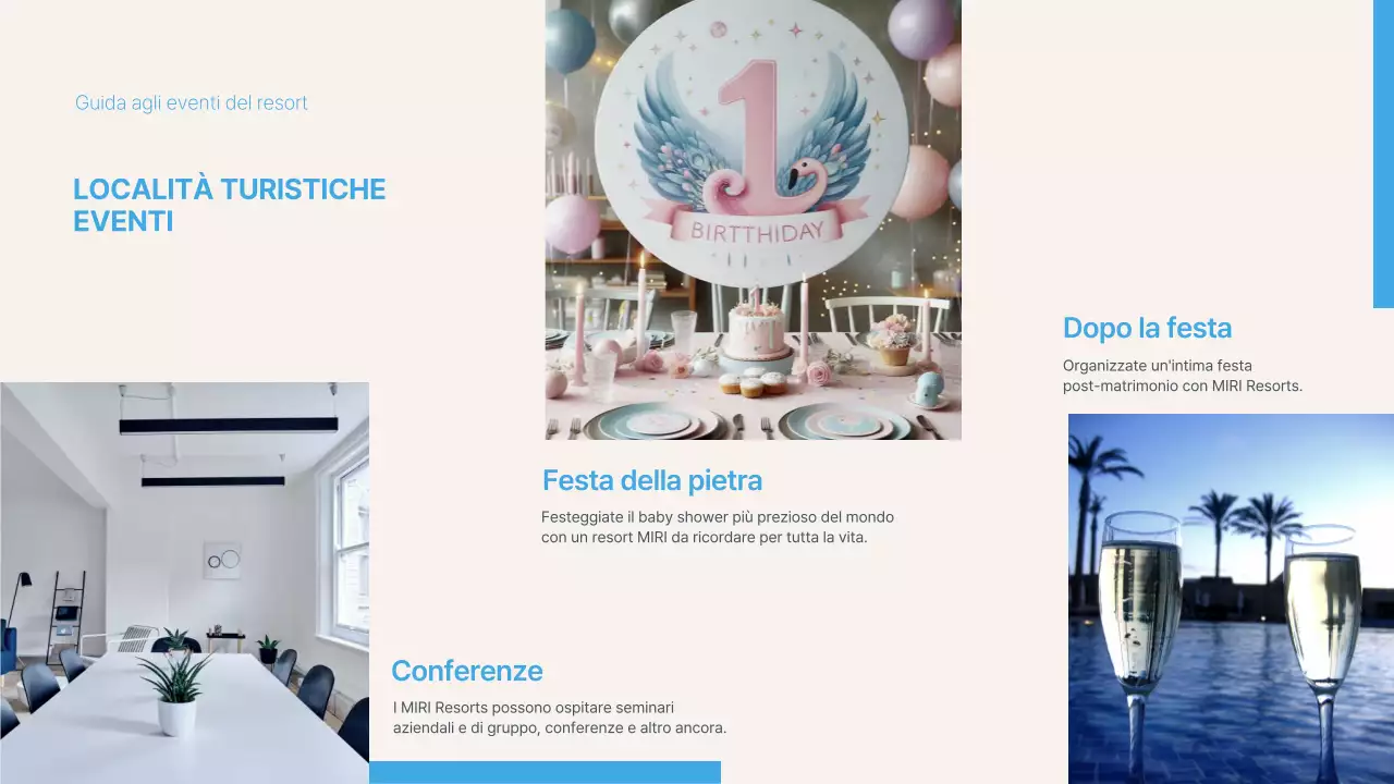 Un semplice primer resort blu e avorio