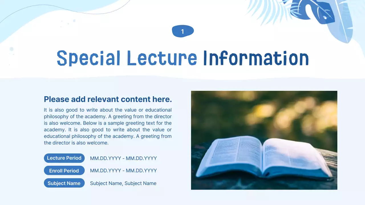 Apresentação de convite para palestra moderna azul