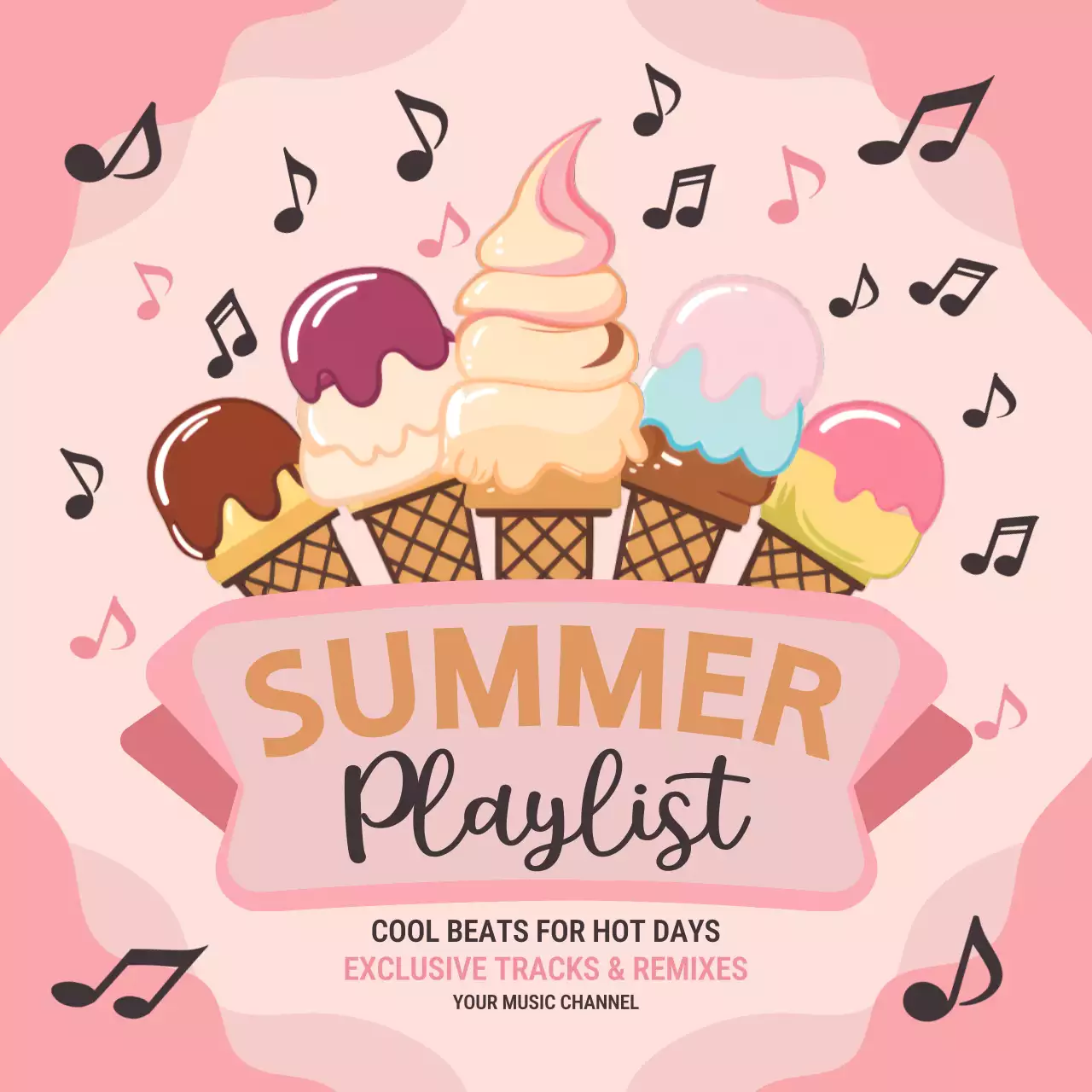 Pink Retro Summer Playlist Poster