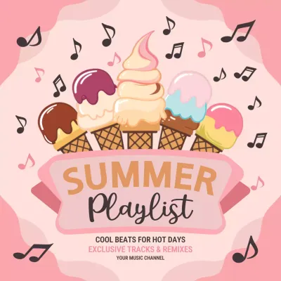 Pink Retro Summer Playlist Poster