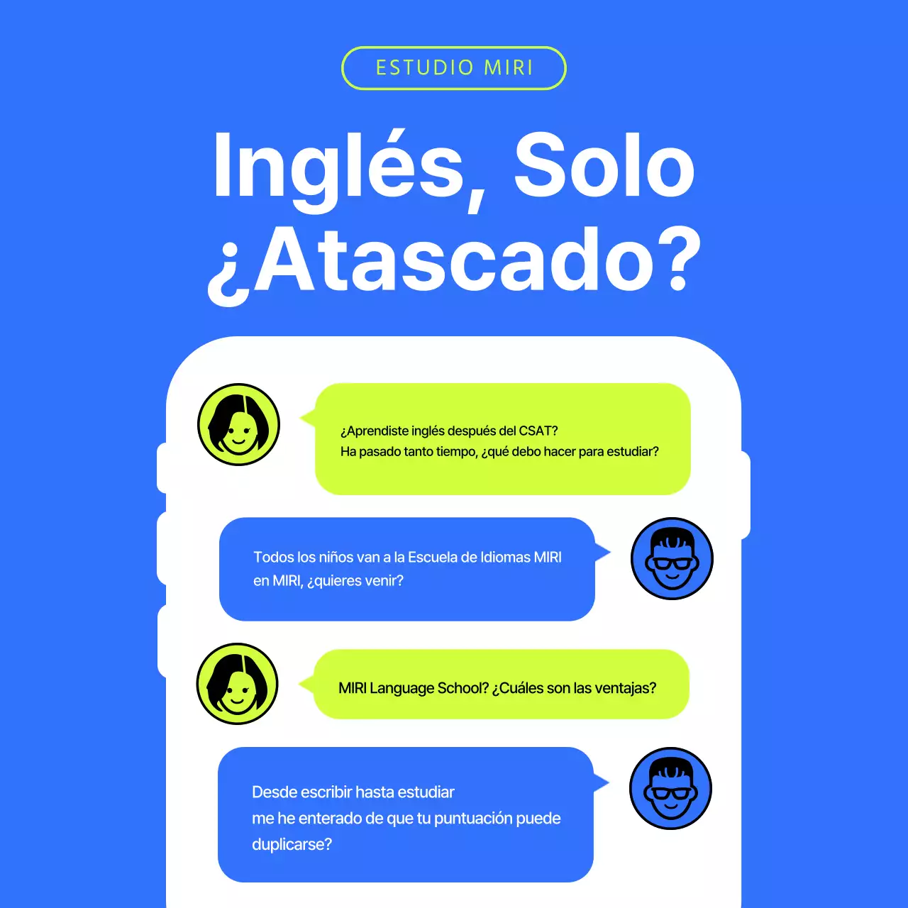 Un sencillo folleto escolar en verde lima y azul