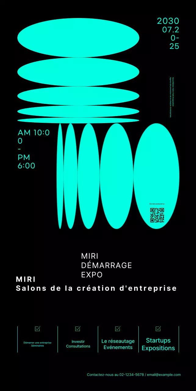 Bannière de salon de la création d'entreprise avec graphisme en forme de néon