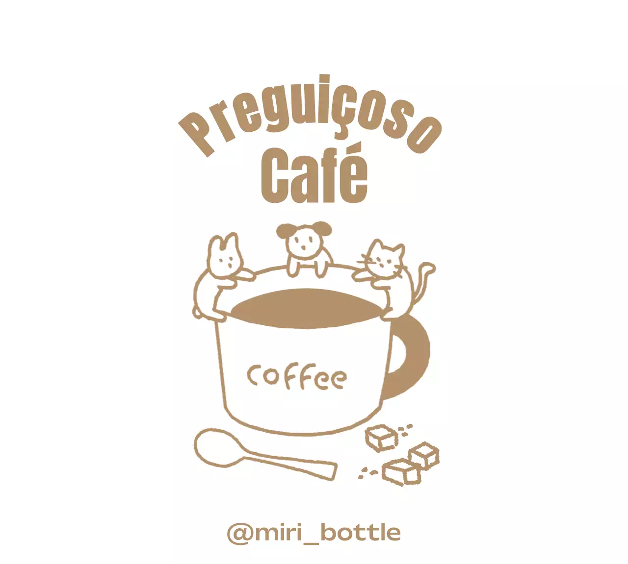 Conceito de doodle de caneca de café com animais giros