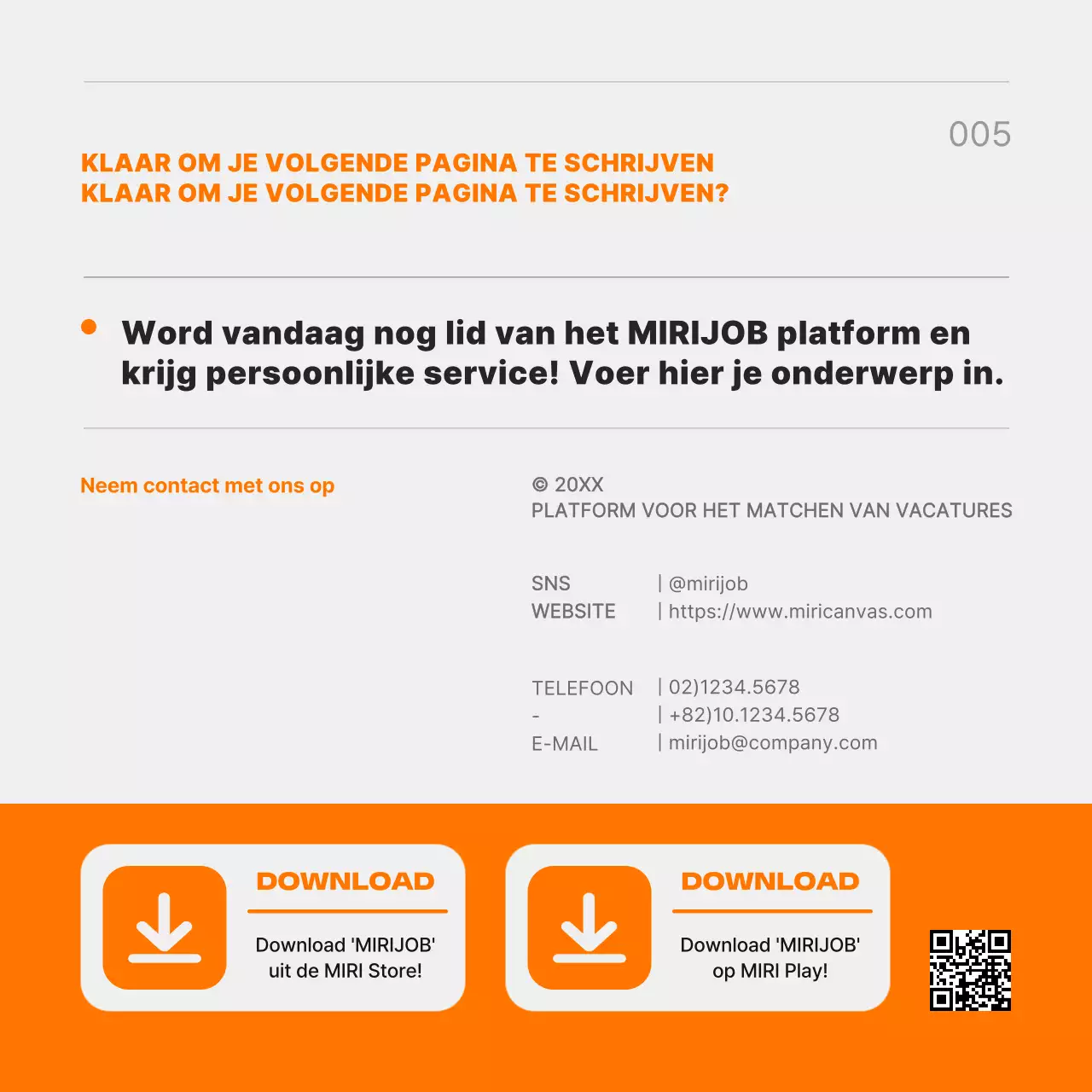 Promoot een trendy zwart-oranje platform voor het matchen van vacatures